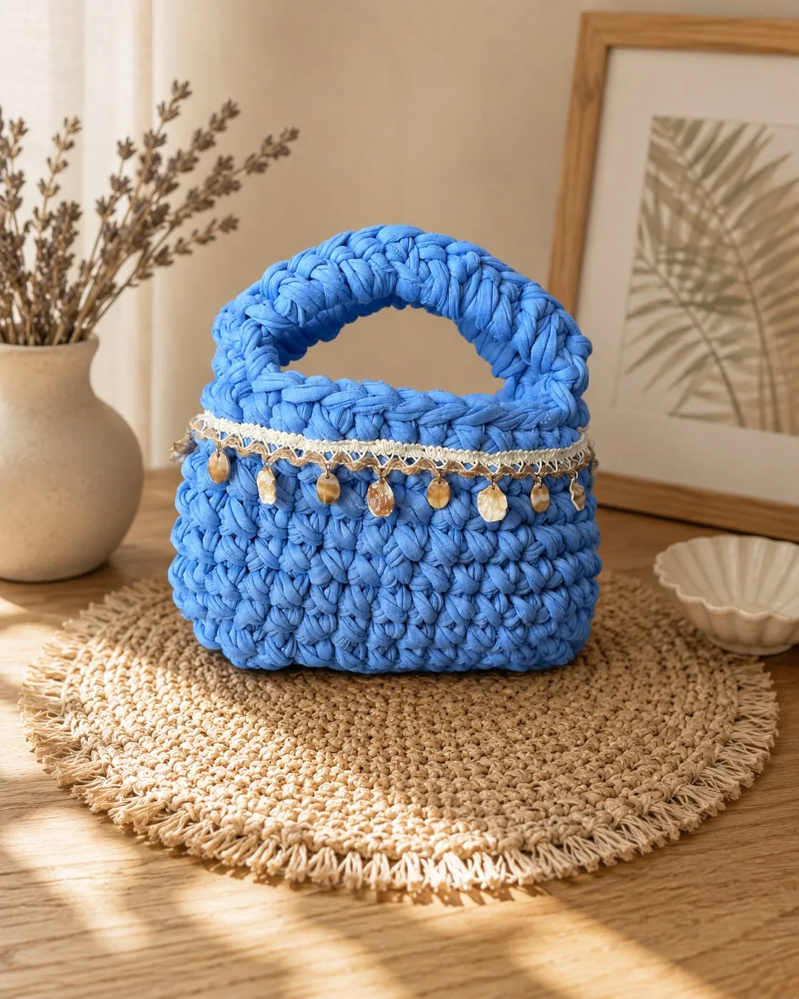 Mini sac Océan — Bleu & coquillages